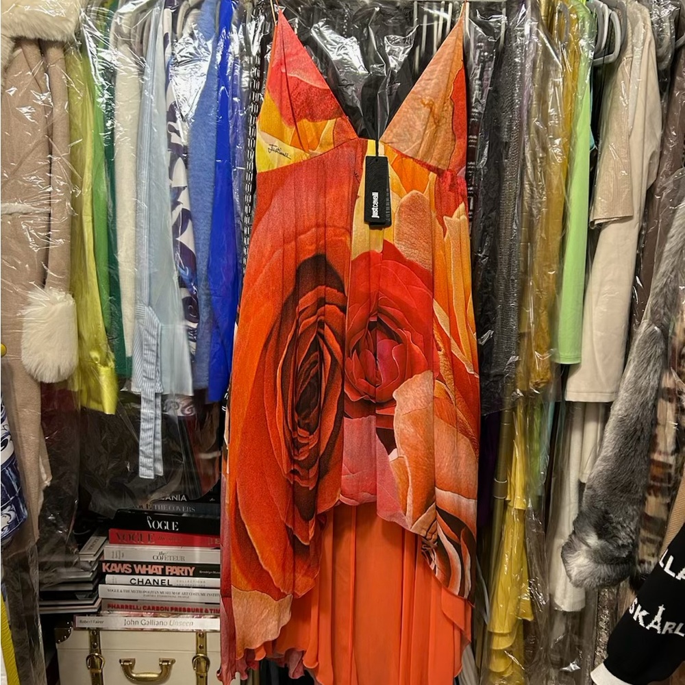 Roberto Cavalli Vibrant Orange Floral Dress